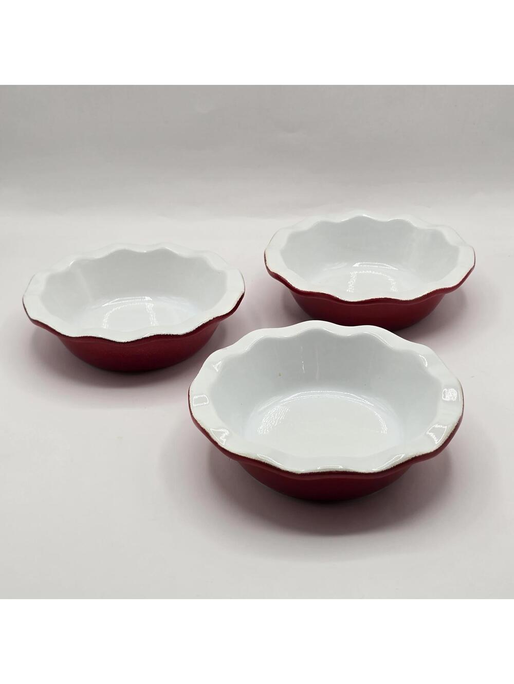 Emile Henry Small Red Ruffled Pie/Tart Dishes